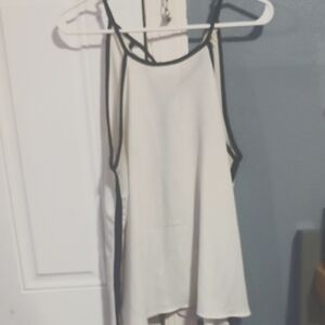 Monteau Gray Cream Asymmetrical Backless Tank Top
